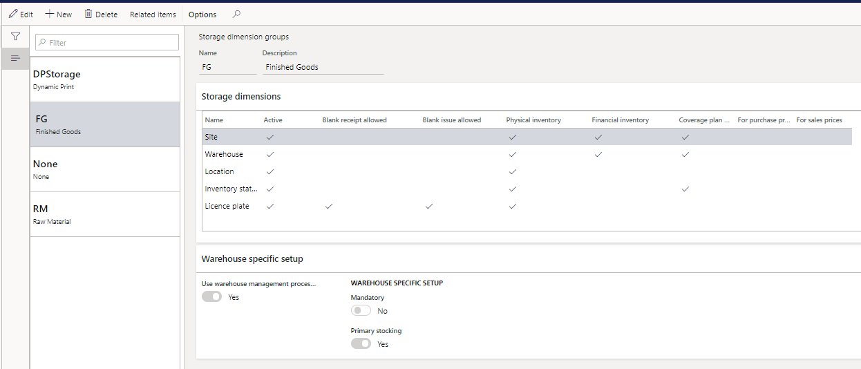 Storage Dimension group