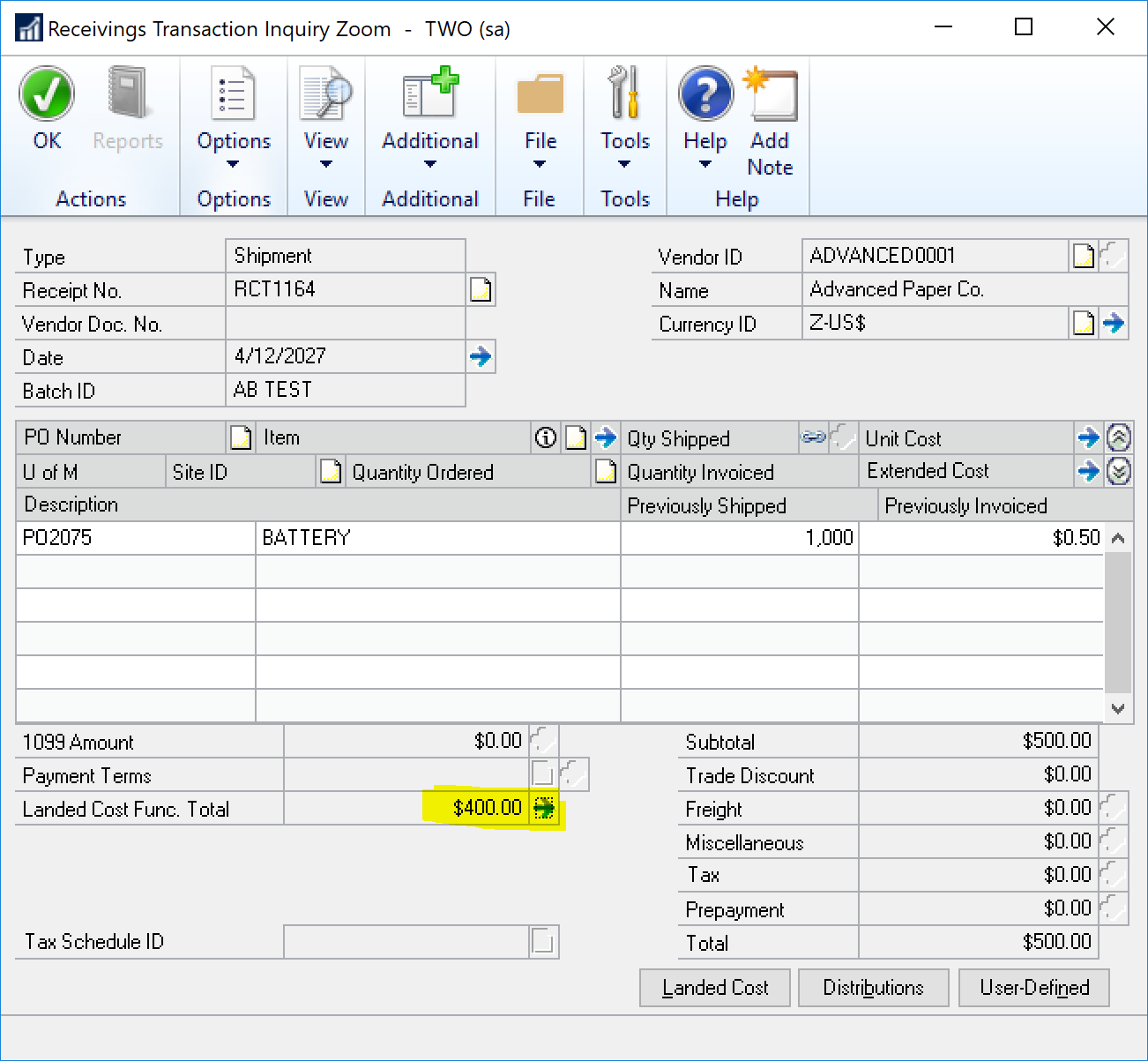 Integration of Landed Cost with Standard (Periodic) Cost Dynamics GP